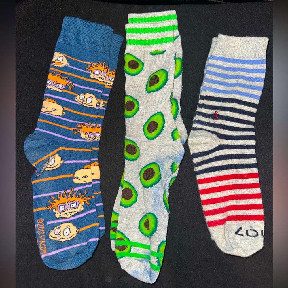 3 PAIRS Of Colorful Patterned Men's Socks Sets